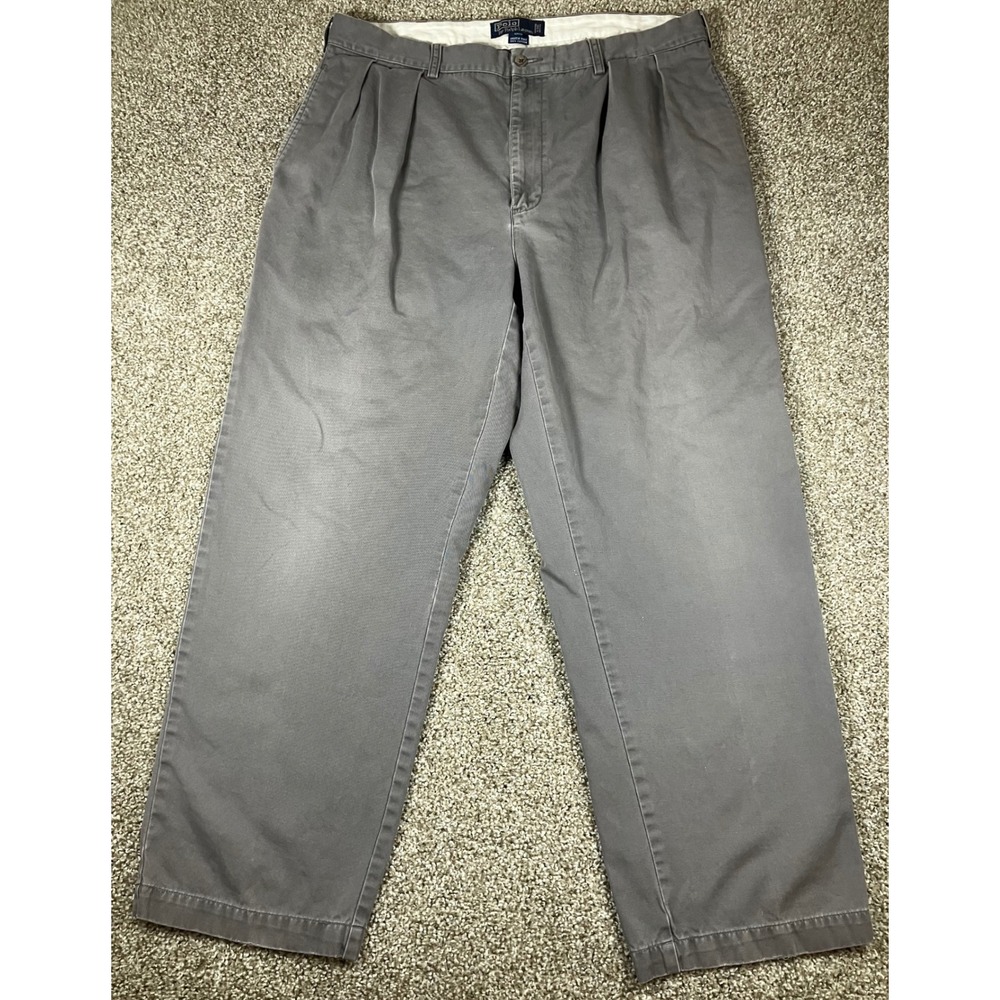 Polo Ralph Lauren Andrew Pant Mens 38x30 Fits 37x28.5 Gray Pleated Cotton Chino
